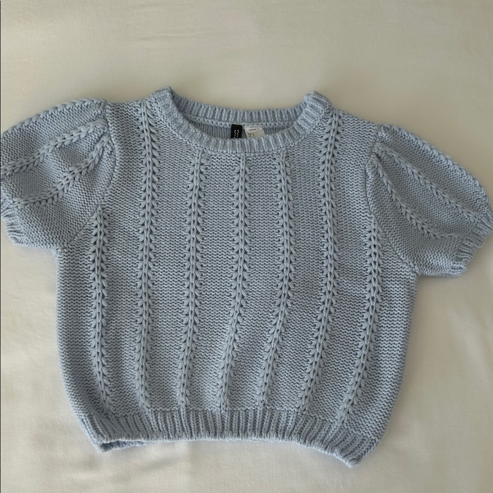H&M Light Blue Knit Crop Sweater S